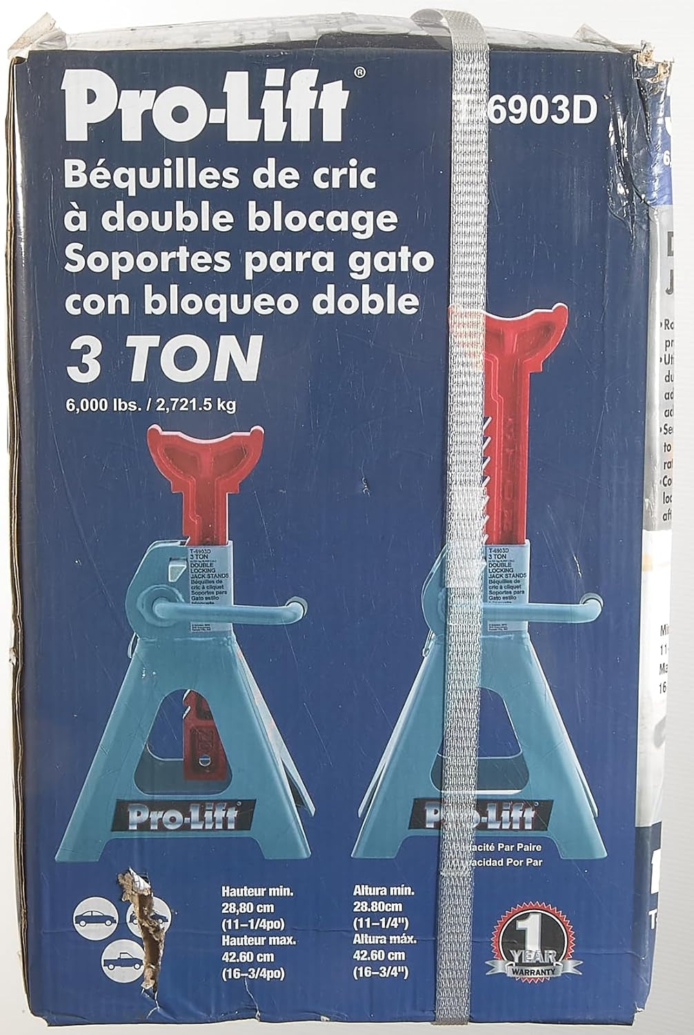 T-6903D Double Pin Jack Stands - 3 Ton