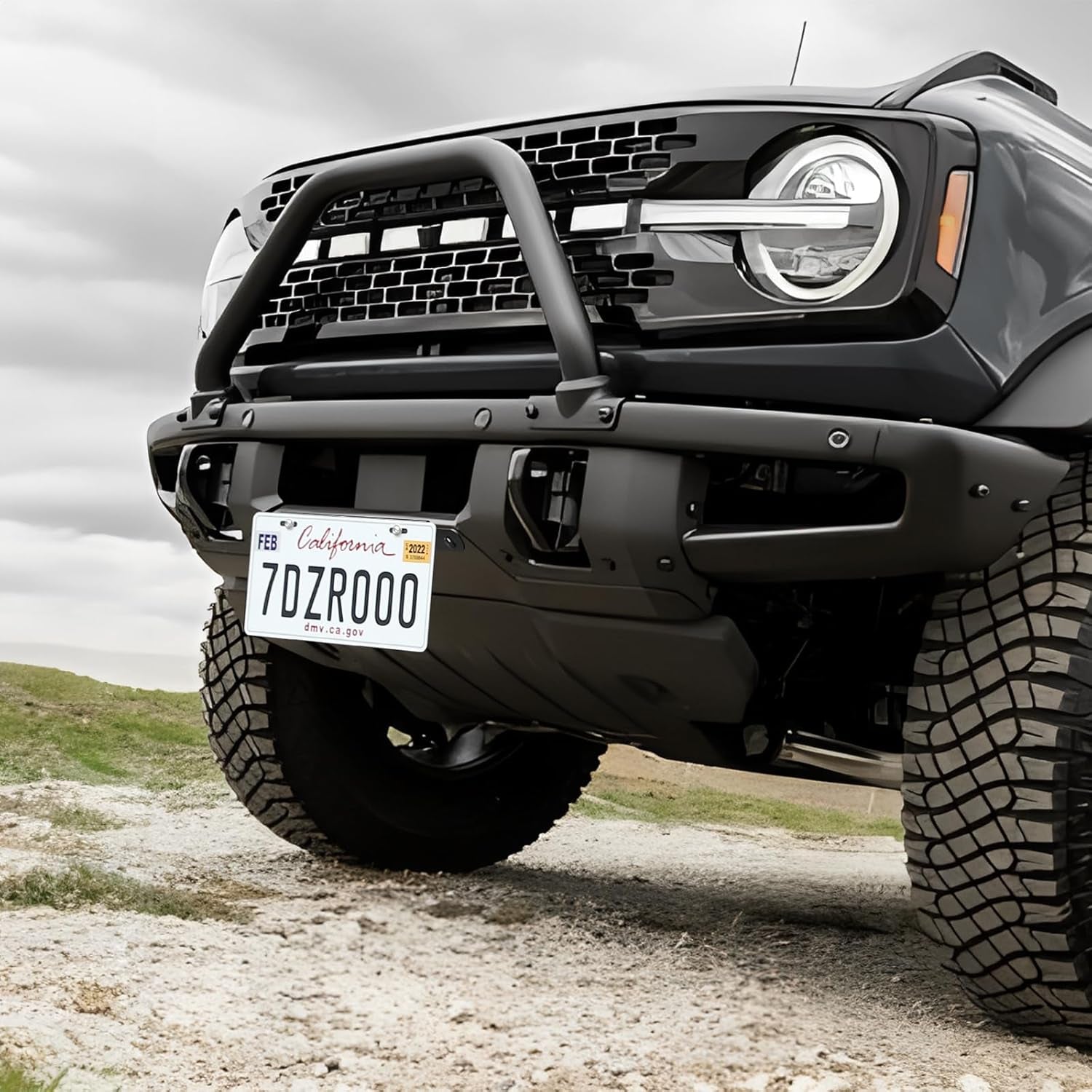 License Plate Bracket for Ford Bronco 2025 2024 2023 2022 2021 2/4-Door, Iron License Plate Frame for Heavy-Duty Modular Bumper Bronco Accessories