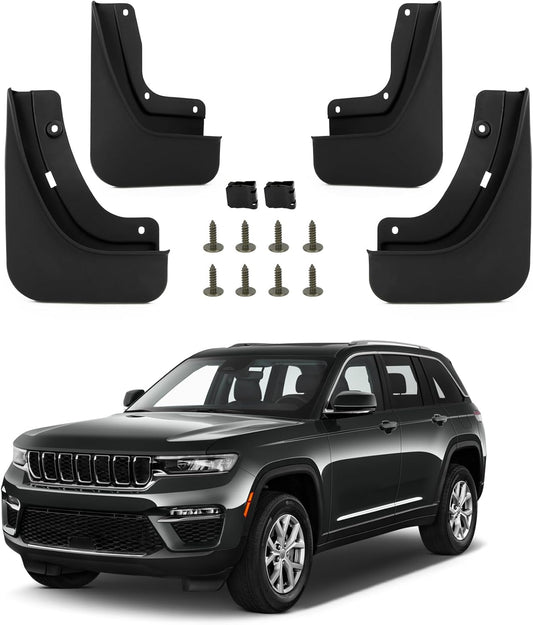 Fit for Grand Cherokee 2024 2025 2022 2023 (Non L) 5 Seats Mud Flaps Set of 4PCS Mud Guard Kit Splash Guards Mudguards Mudflaps with Hardware Kits Accessory Front and Rear