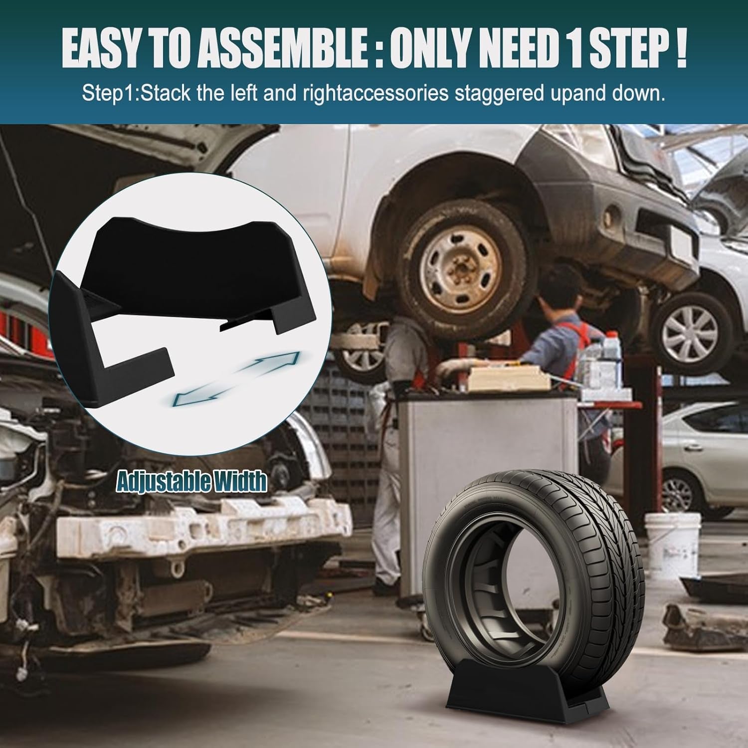 4Pcs Car Tire Display Rack, Adjustable Width Tire Wheel Stand Base Car Wheel Holder Plastic Tire Tray Base Tire Rack for Exhibition, Shop, Garage, Advertising, Trade, Show, Tire Not Include