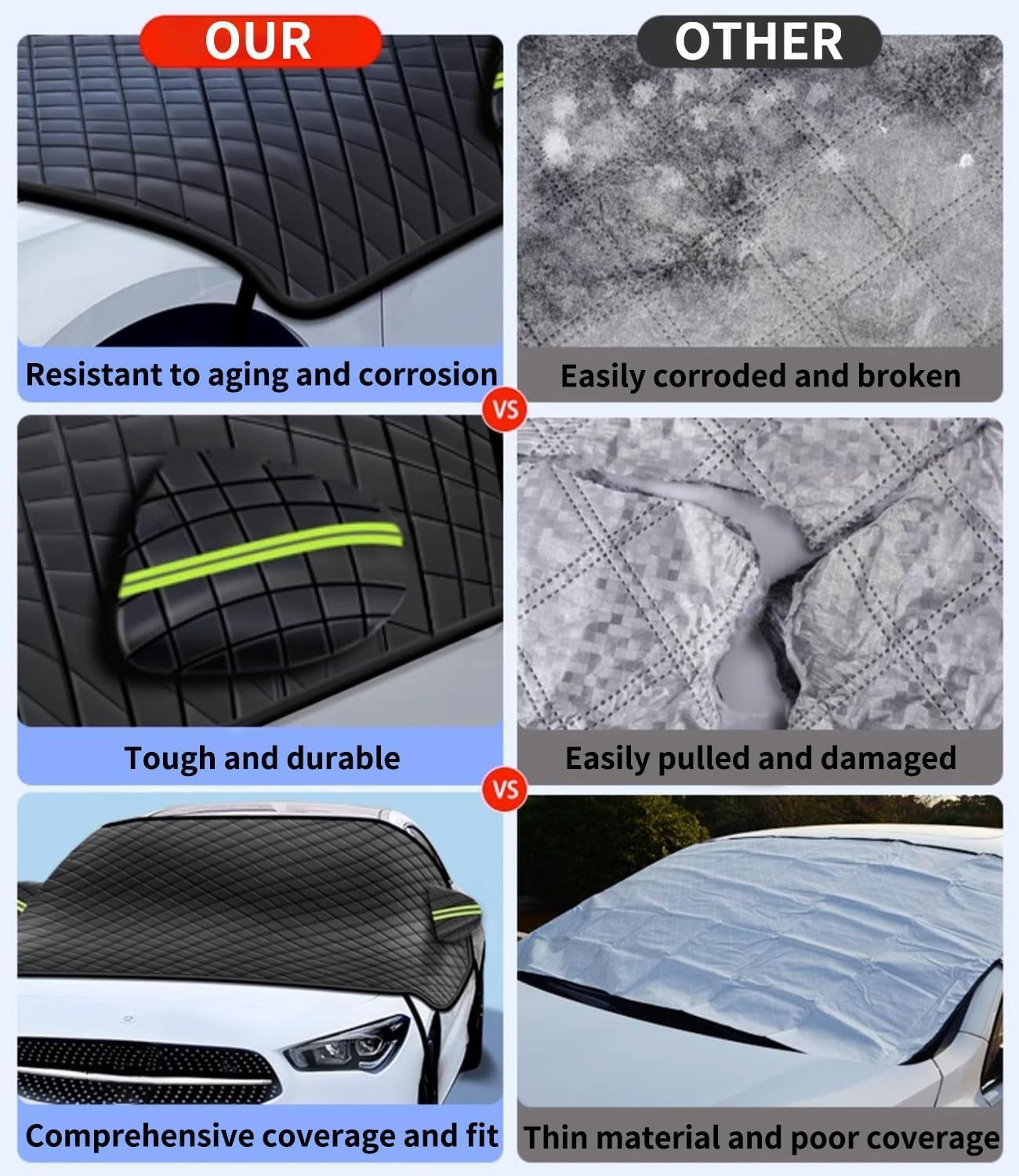 Custom Fit for for Cadillac Windshield Snow Covers, 8 Layers Waaterproof Windproof Protection, UV, Winter Magnetic Windshield Frost Cover, for Cadillac Accessories (For Cadillac Escalade ESV)