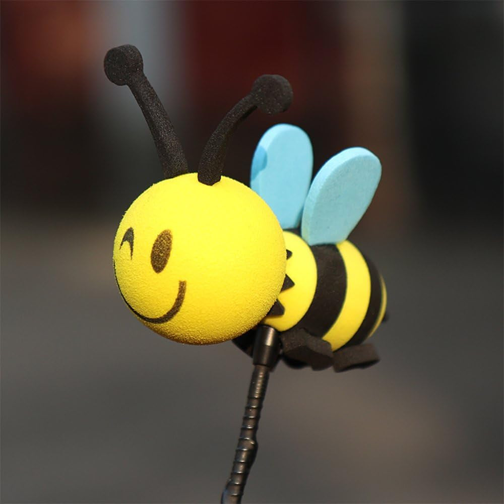 Happy Bee Car Antenna Topper - Auto Antenna Ball Exterior Decor Car Decorations Easy to Find Car in the Parking Lot (Bee)