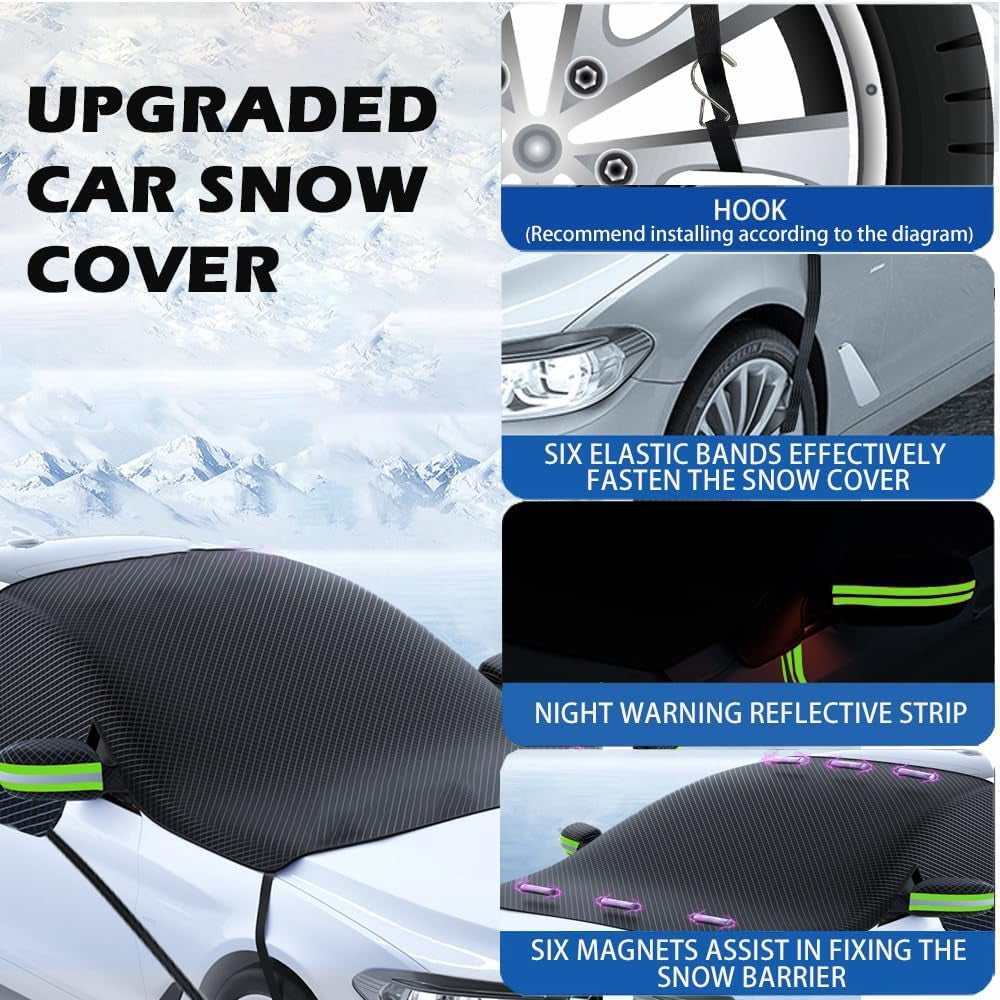 Custom Fit for for Cadillac Windshield Snow Covers, 8 Layers Waaterproof Windproof Protection, UV, Winter Magnetic Windshield Frost Cover, for Cadillac Accessories (For Cadillac Escalade ESV)