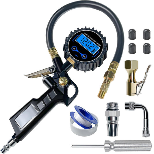 Digital Tire Pressure Gauge,Tire Inflator with Pressure Gauge,(0-200Psi) Tire Gauge and Compressor Kit with Quick Connect Coupler and Inflator,0.1 Display Resolution,Accessories for Car,Truck.