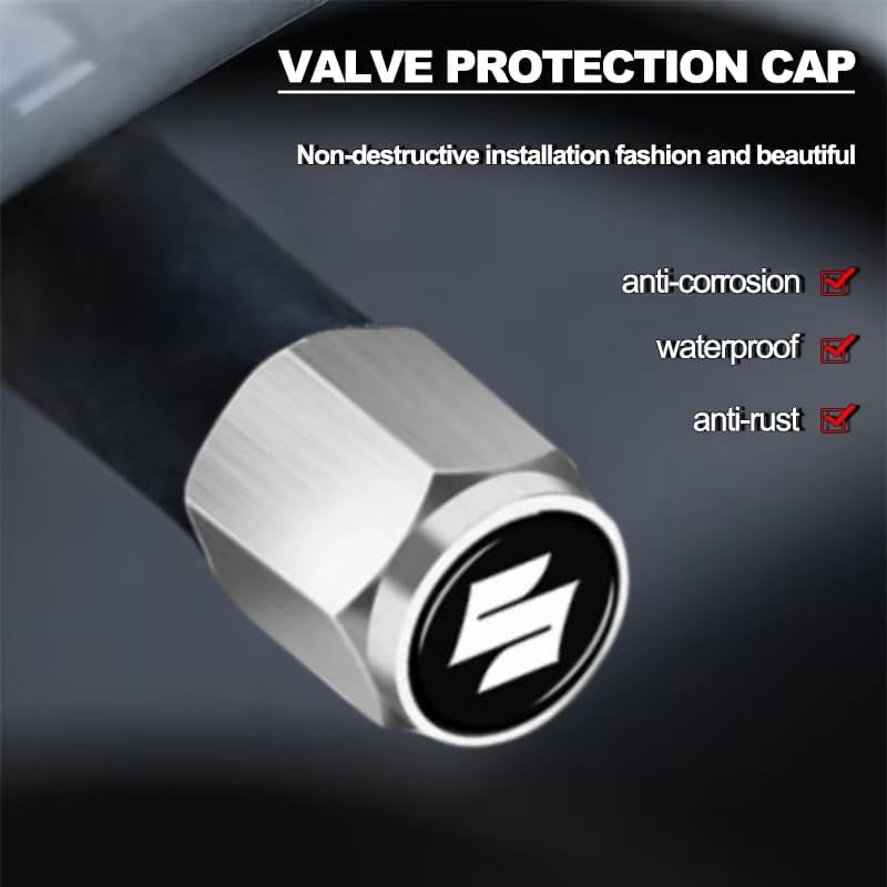 Car Wheel Tire Valve Stem Caps for Suzuki Grand Vitara 2022 2023,Tire Valve Caps Stem Covers Dust Caps for Car Tyres Car Wheel Air Cover Tire Air Cap Car Accessories,Silver-A