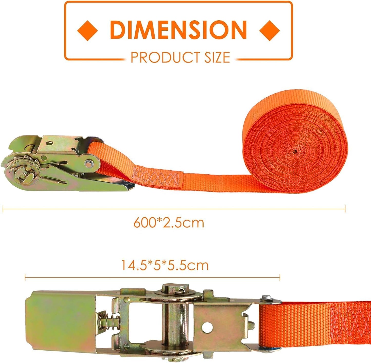 10 Pcs 1" X 20' Ratchet Staps, Luggage Tie down Strap, No Hook, Ratchet Strap Heavy Duty,1760 Break Strength Endless Ratchet Straps, Tie-Down Straps for Motorcycles, Trailer, Kayak, Orange
