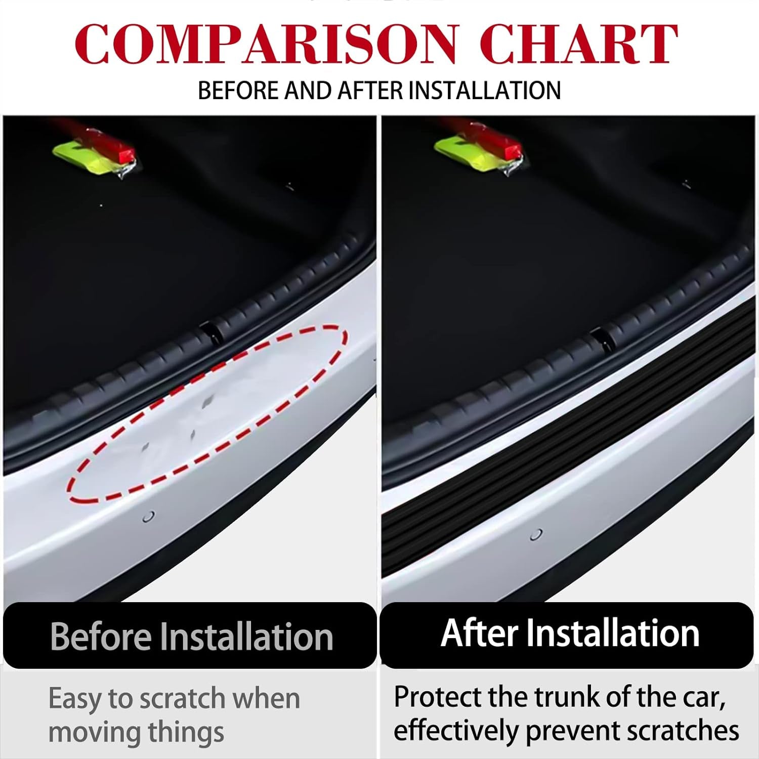Rear Bumper Protector, Self-Contained Viscose Natural Rubber Material Car Bumper Guard, Car Bumper Protector for Most Models Car Exterior Accessories