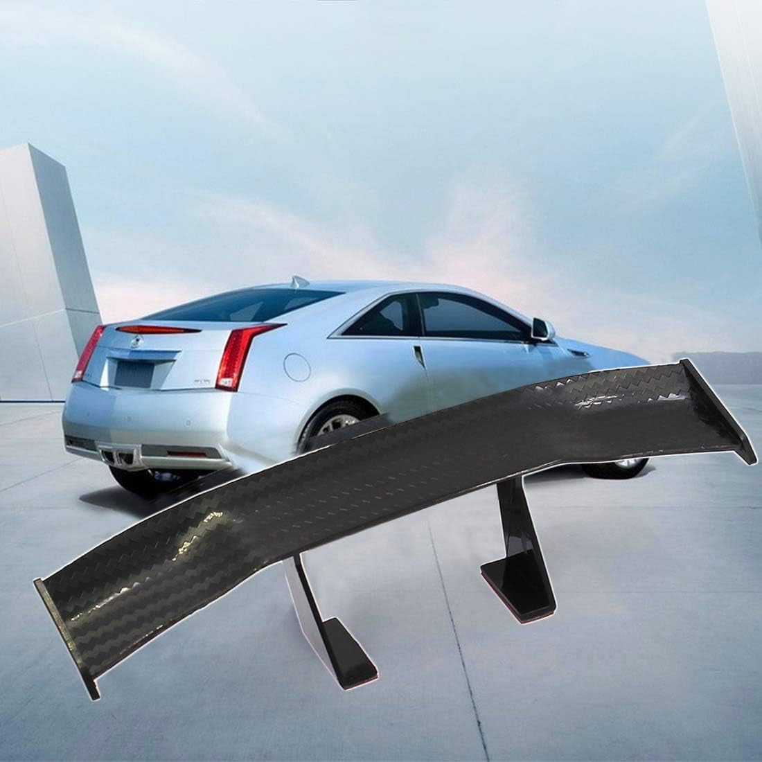 2Pcs Universal Car Mini Spoiler Wing, Auto Car Tail Wing Mini Auto Carbon Fiber Texture Decoration without Perforation Tail Decoration, 6.7 Inch Length (Black)