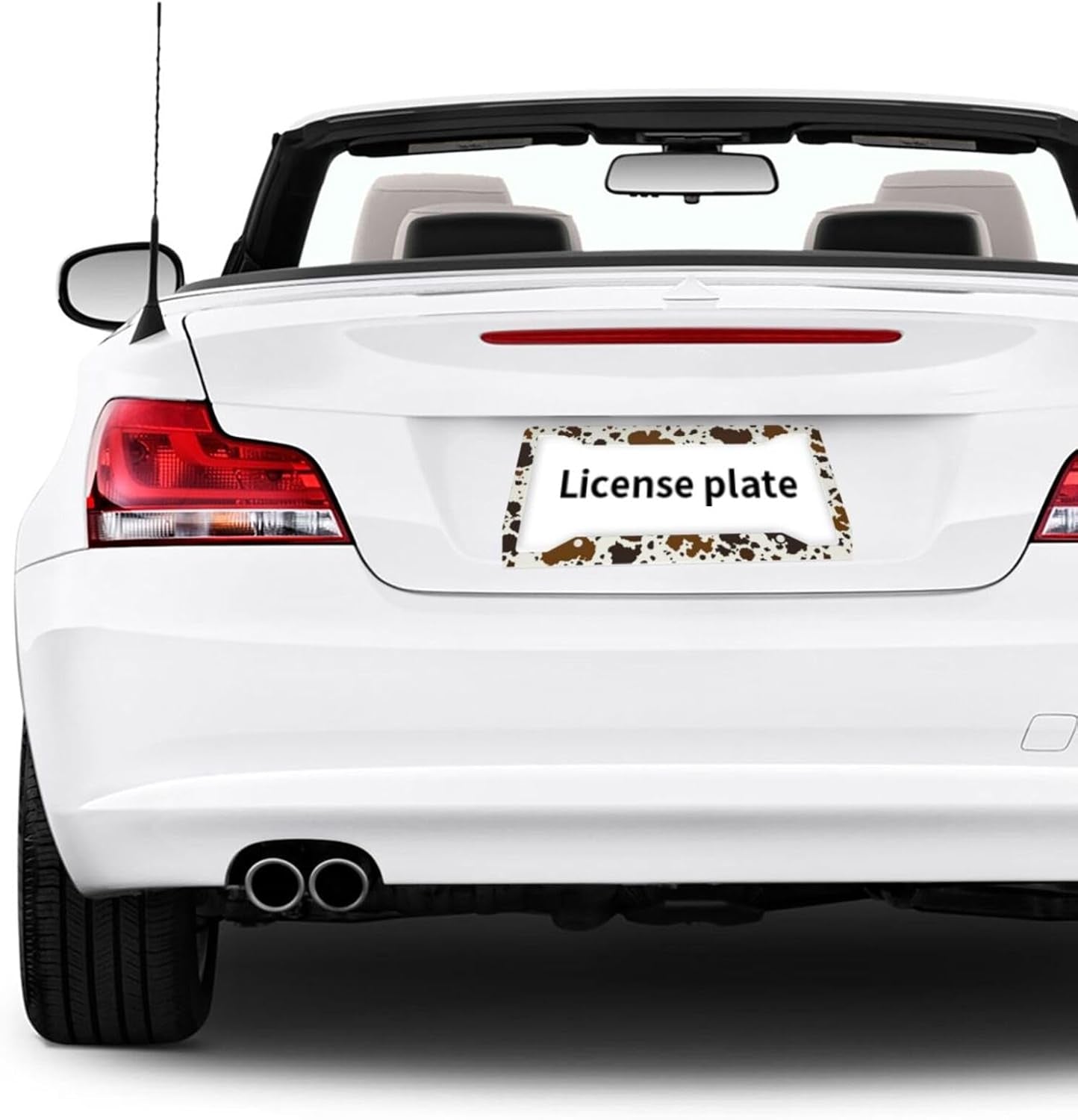 Brown Cow Print License Plate Frame Western Cow Car Accessories Aluminum Metal License Plate Holder, Weather Proof, Rust-Proof Universal Size