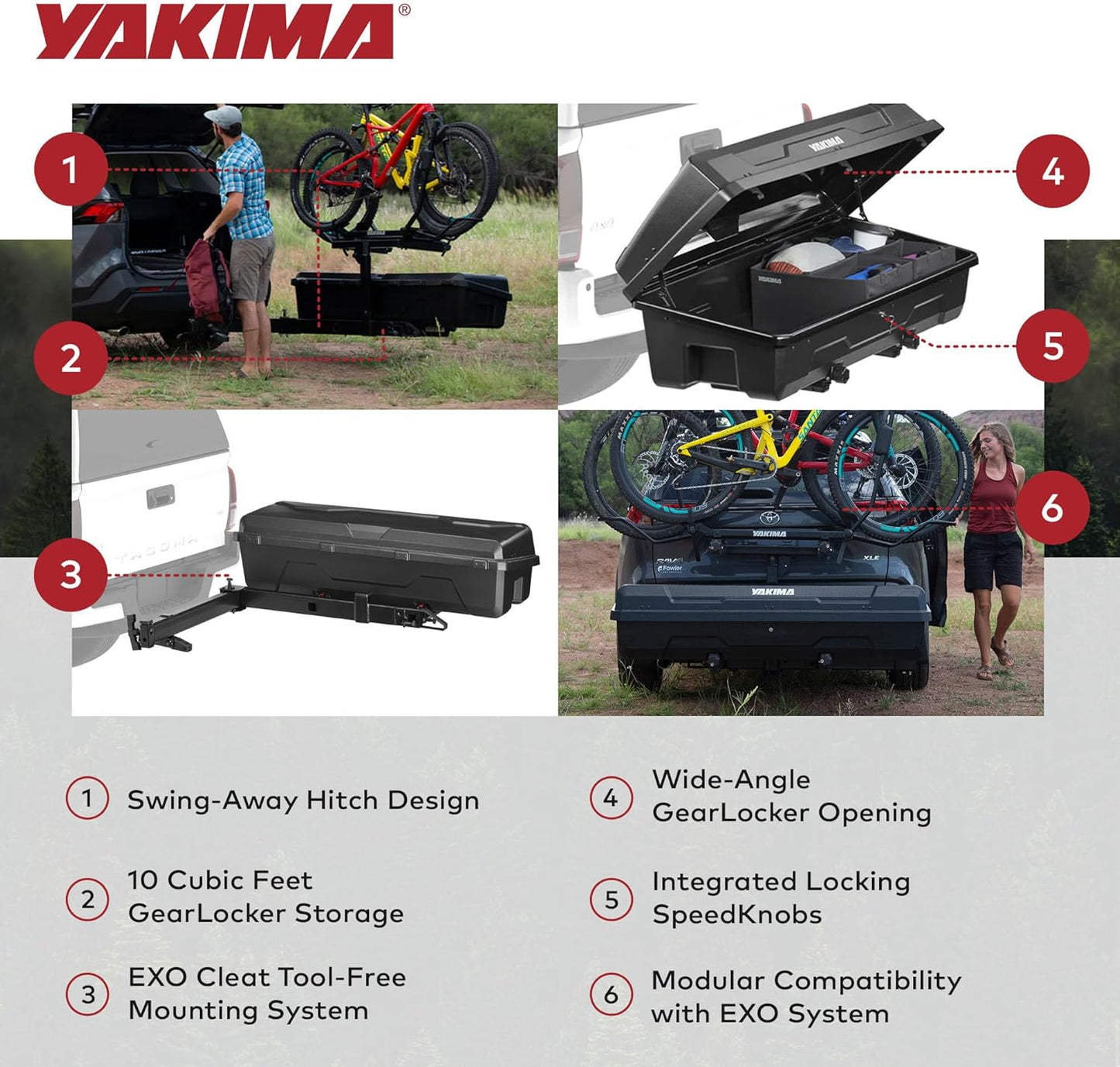 Swing Rack 2 Inch Hitch Cargo System, EXO Swingbase, Bundled with EXO Gearlocker Storage Box - Car Vehicle Accessories for Travel and Camping