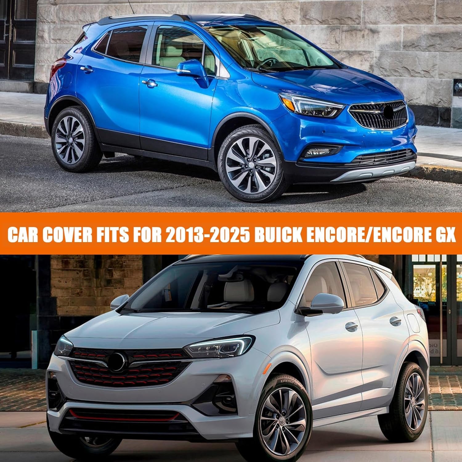 Waterproof Car Cover Replace for 2013-2025 Buick Encore, 6 Layers All Weather Car Covers with Zipper Door & Windproof Bands for Snow Rain Dust Protection