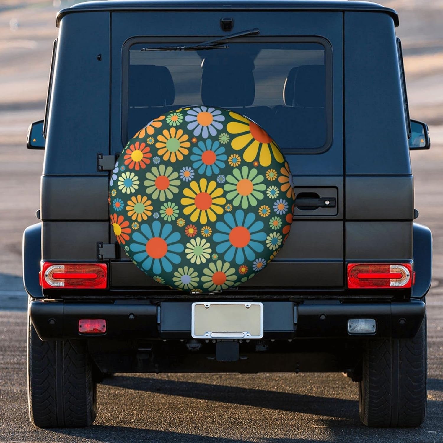 Hippie Flower Spare Tire Cover Cute Tire Covers for Rv Trailer Jeep SUV (Fit for Diameter 30"-32")