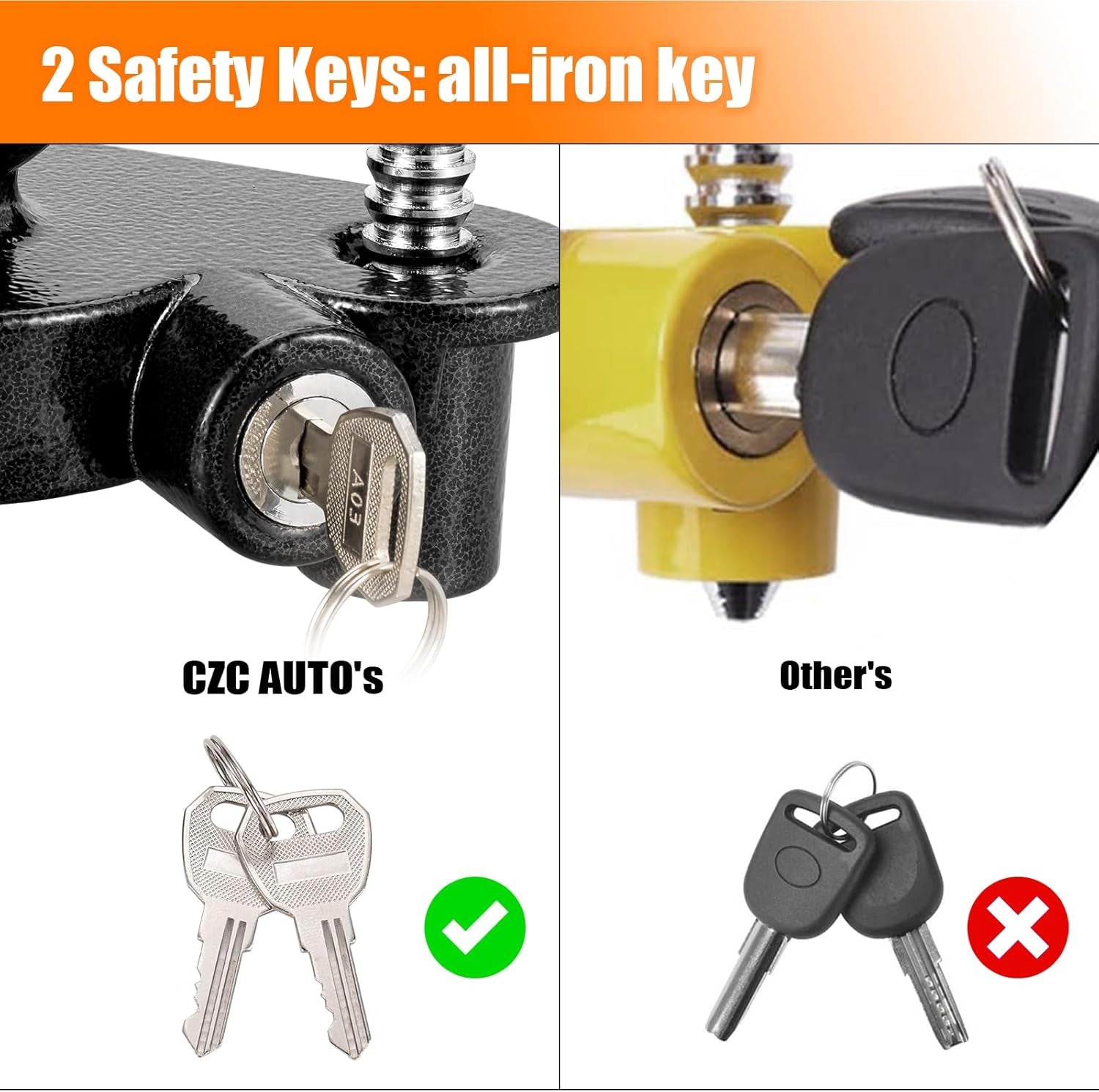 Trailer Hitch Lock Universal Tow Ball Coupler Security Kit Heavy Duty Anti-Theft Protection for Trailer Caravan Horsebox, 2 Keys, Black