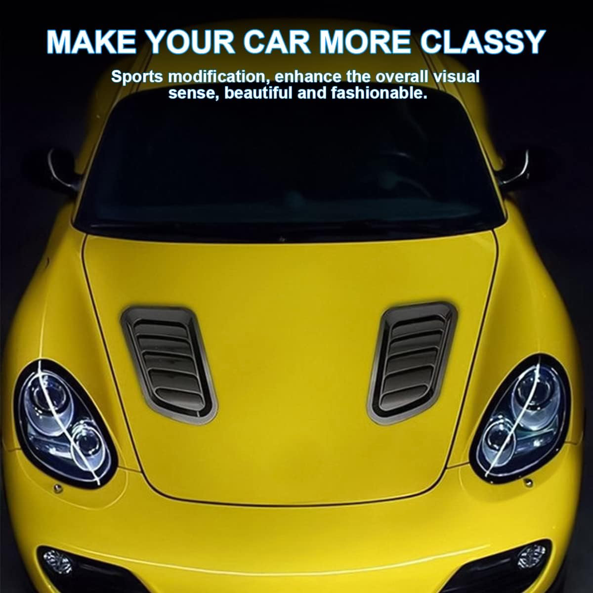 2PCS Universal Hood Air Vents for Car Hood Scoop, Bonnet Vent Hood Air Intake Trim Cover (Black)