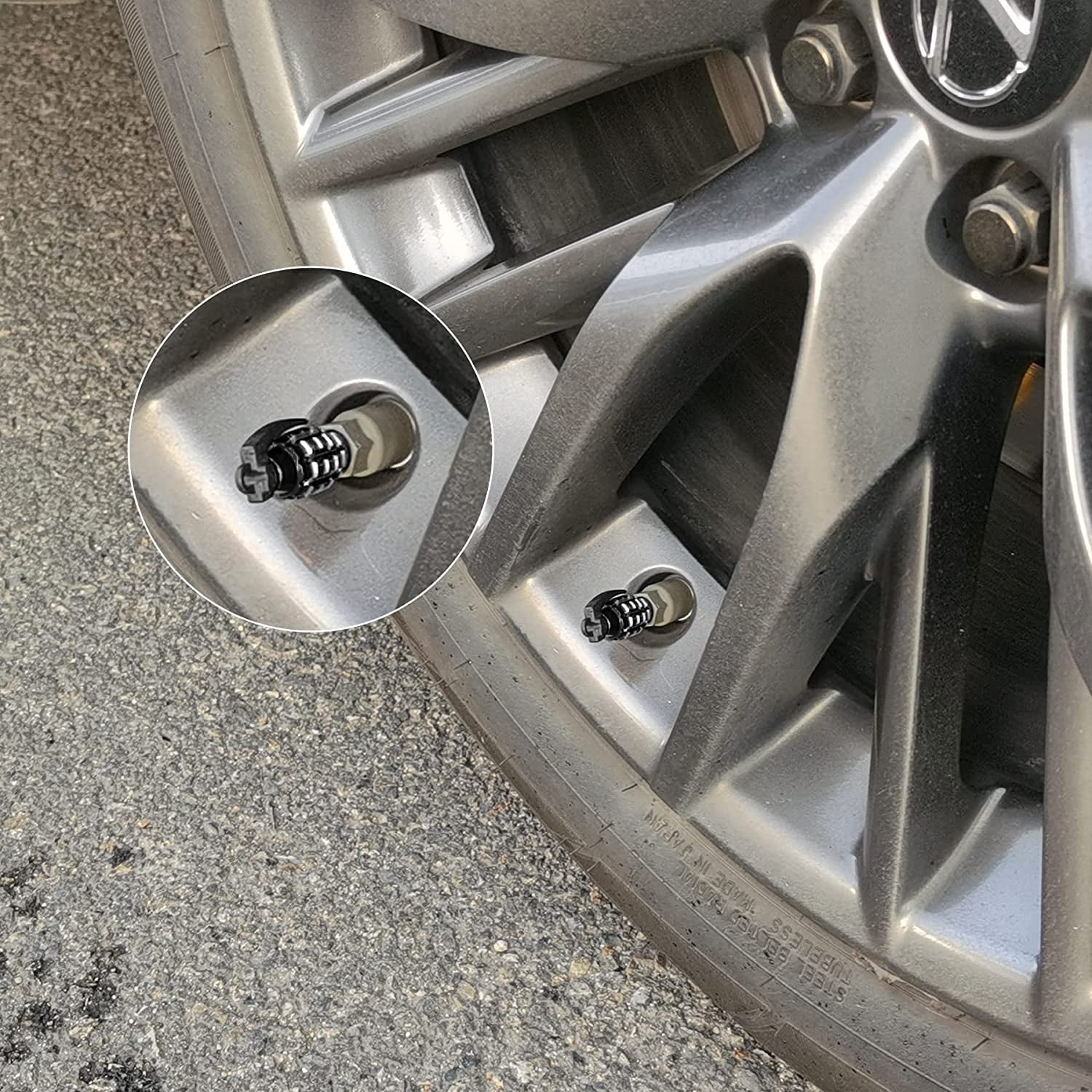 Car Tire Valve Stem Cap, Personalized Tire Valve Stem Cap Exterior Accessories, Universal for Car, Truck, SUV, Motorcycle and Bicycle (4PCS Black)