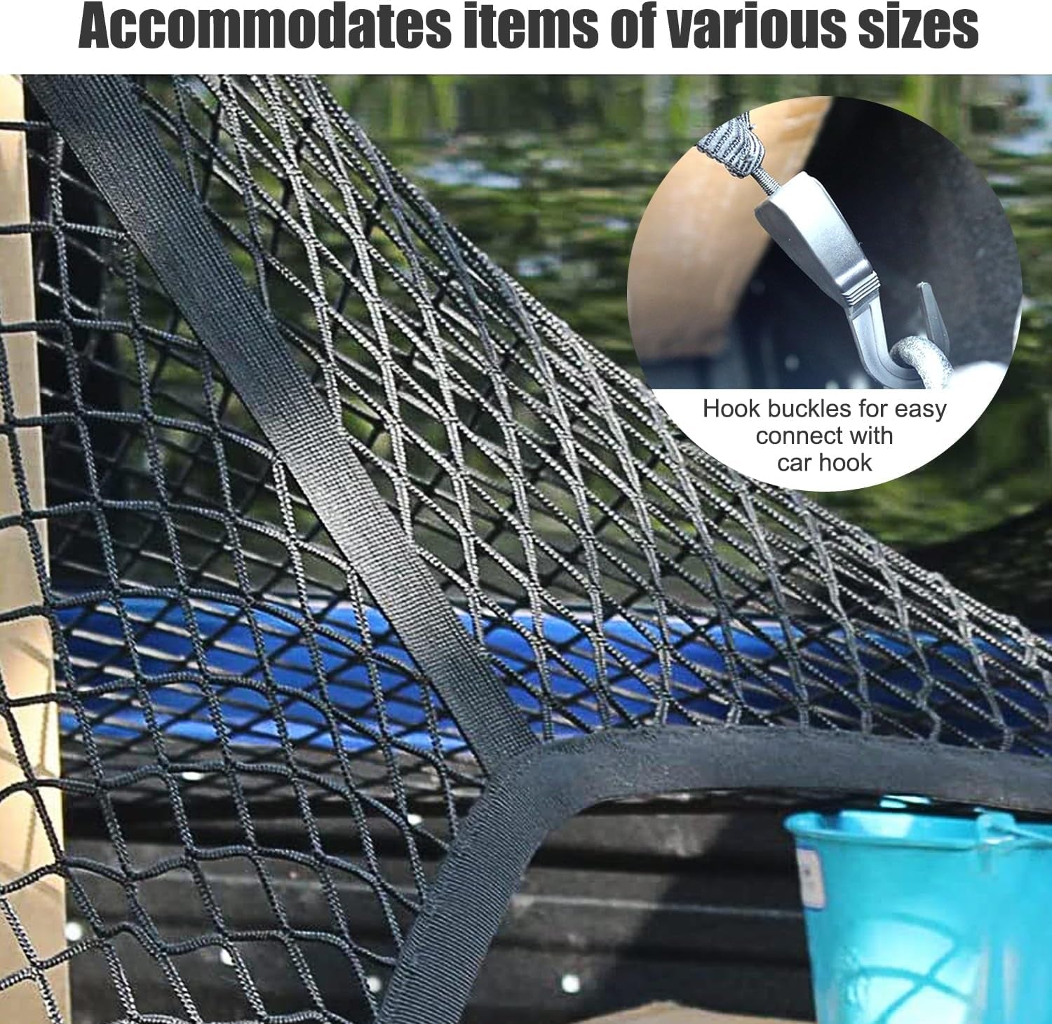 4'X4' High Elastic Truck Bed Cargo Net Stretch to 7' X 7' Bungee Cargo Net, Simple Truck Bed Cargo Mesh Organizer, Suitable for Daily Light Loads of Trucks -Single Layer
