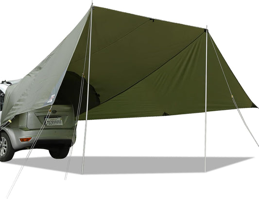 Car Awning Camping Tarp for SUV, Truck Canopy Waterproof 19 X 13.3 X 8.6 FT Tailgate Awning for Camping,Van,Mpv,Jeep