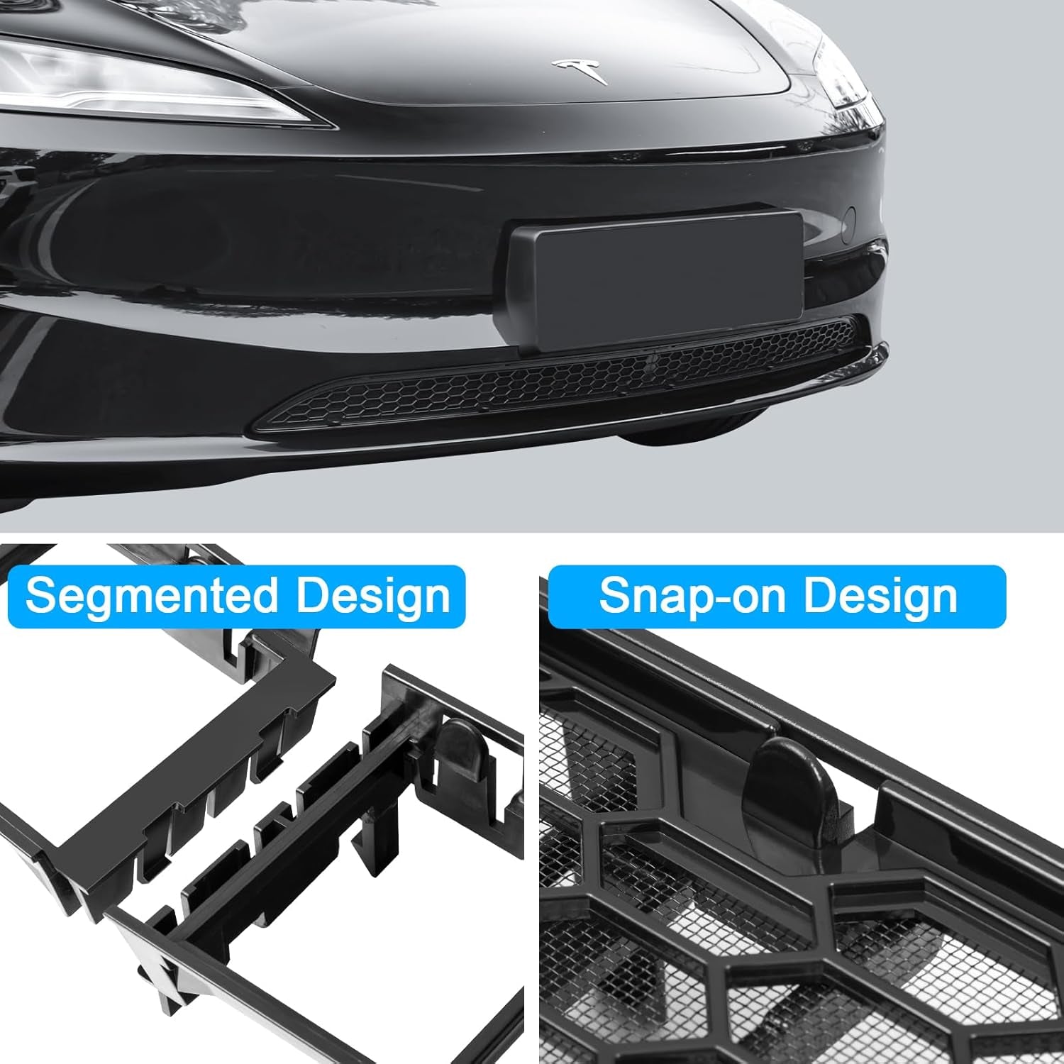 Grille Mesh Inserts for New Tesla Model 3 Highland Front Air Inlet Vent Grille Cover Replacement for Tesla Model 3 2024 2025 Accessories (Detachable Version)