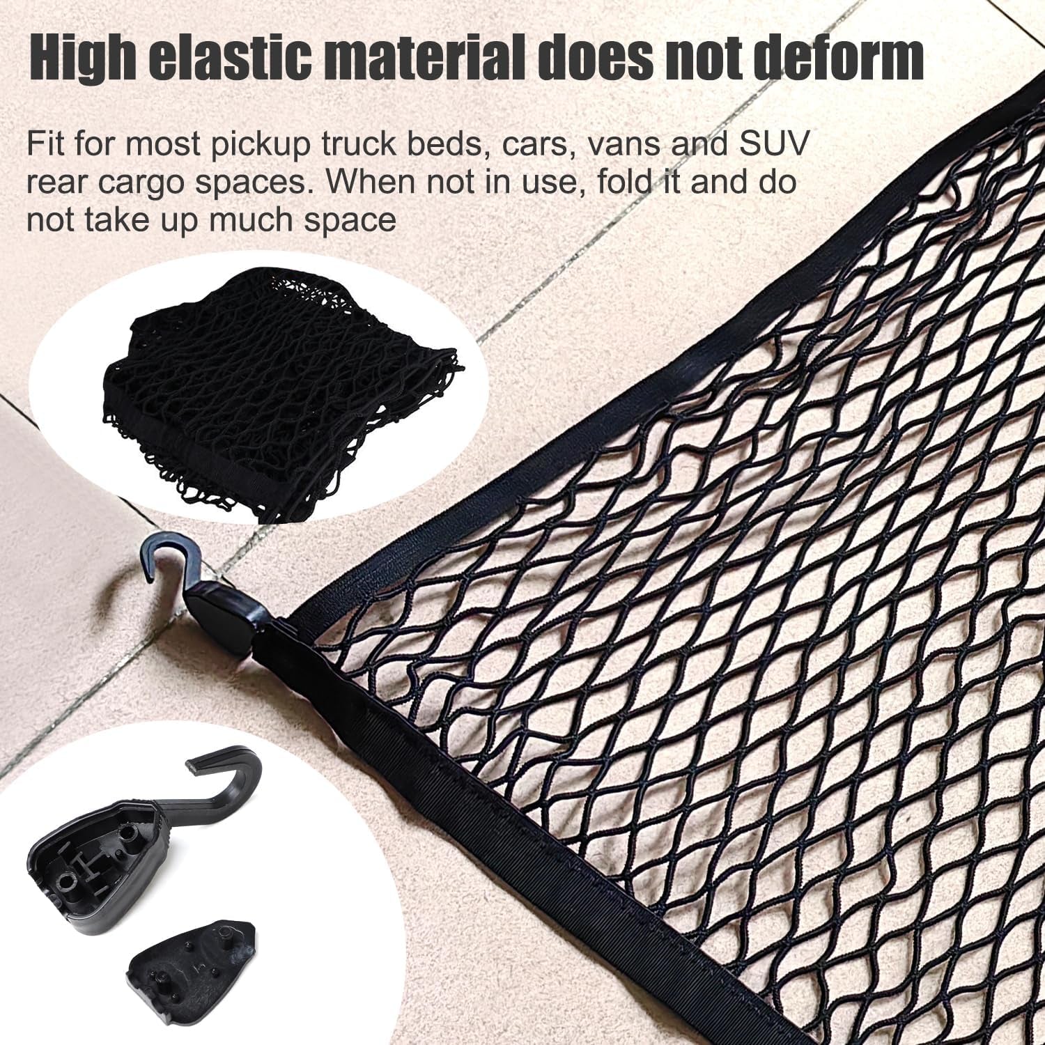 4'X4' High Elastic Truck Bed Cargo Net Stretch to 7' X 7' Bungee Cargo Net, Simple Truck Bed Cargo Mesh Organizer, Suitable for Daily Light Loads of Trucks -Single Layer