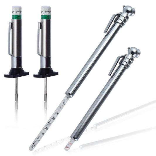 Color Coded Tire Tread Depth Gauge 32Nds with Pencil Tire Pressure Gauge 5-50 PSI, Air Pressure Gauge for Tires, Professional Tire Thread Meter Tool for Motorcycle,School Bus,Suv