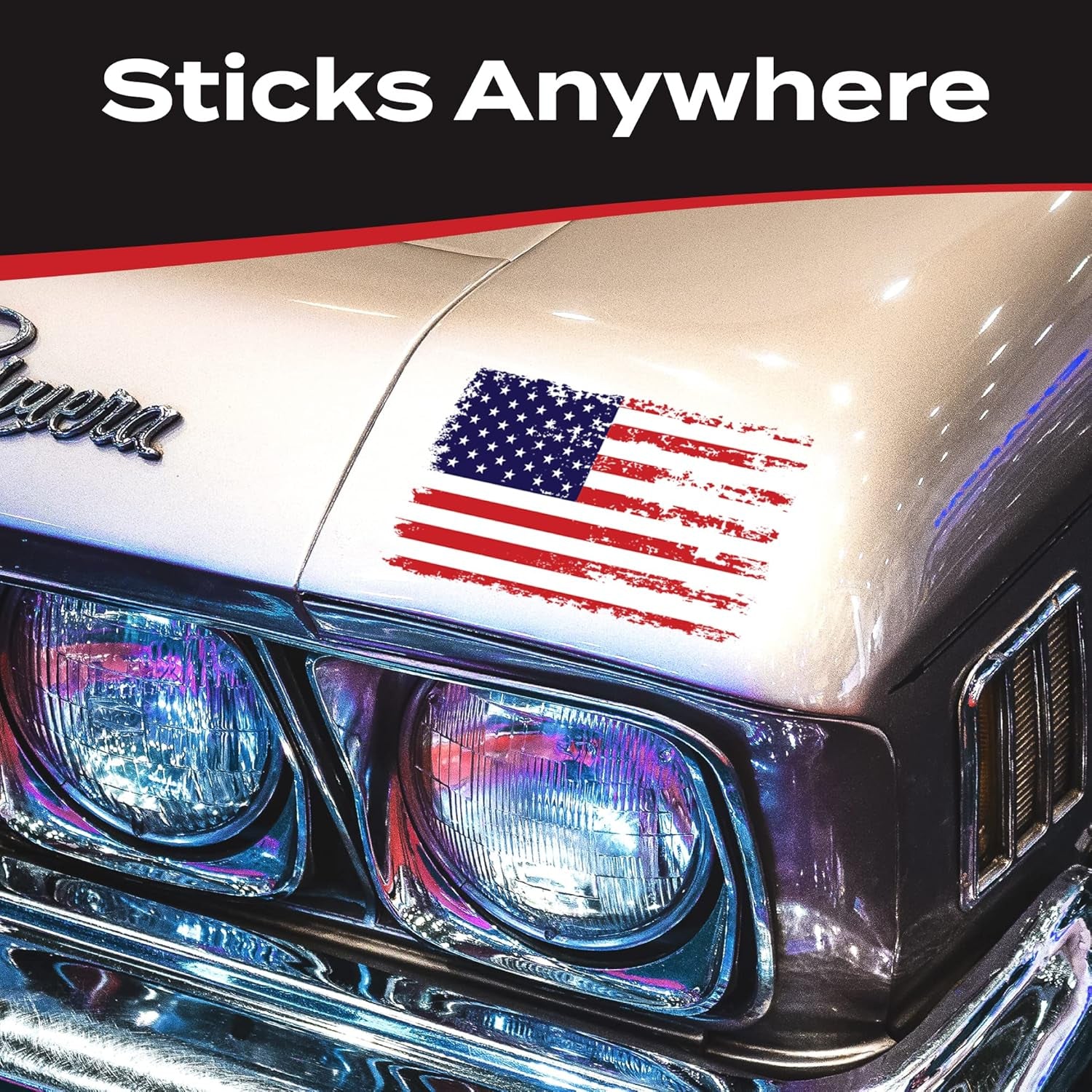 American Flag Decal - Distressed Patriotic Vinyl Bumper Sticker for Cars, Trucks & Vehicle Windows - Made in USA (5.7X3.6 Inches) - SSB