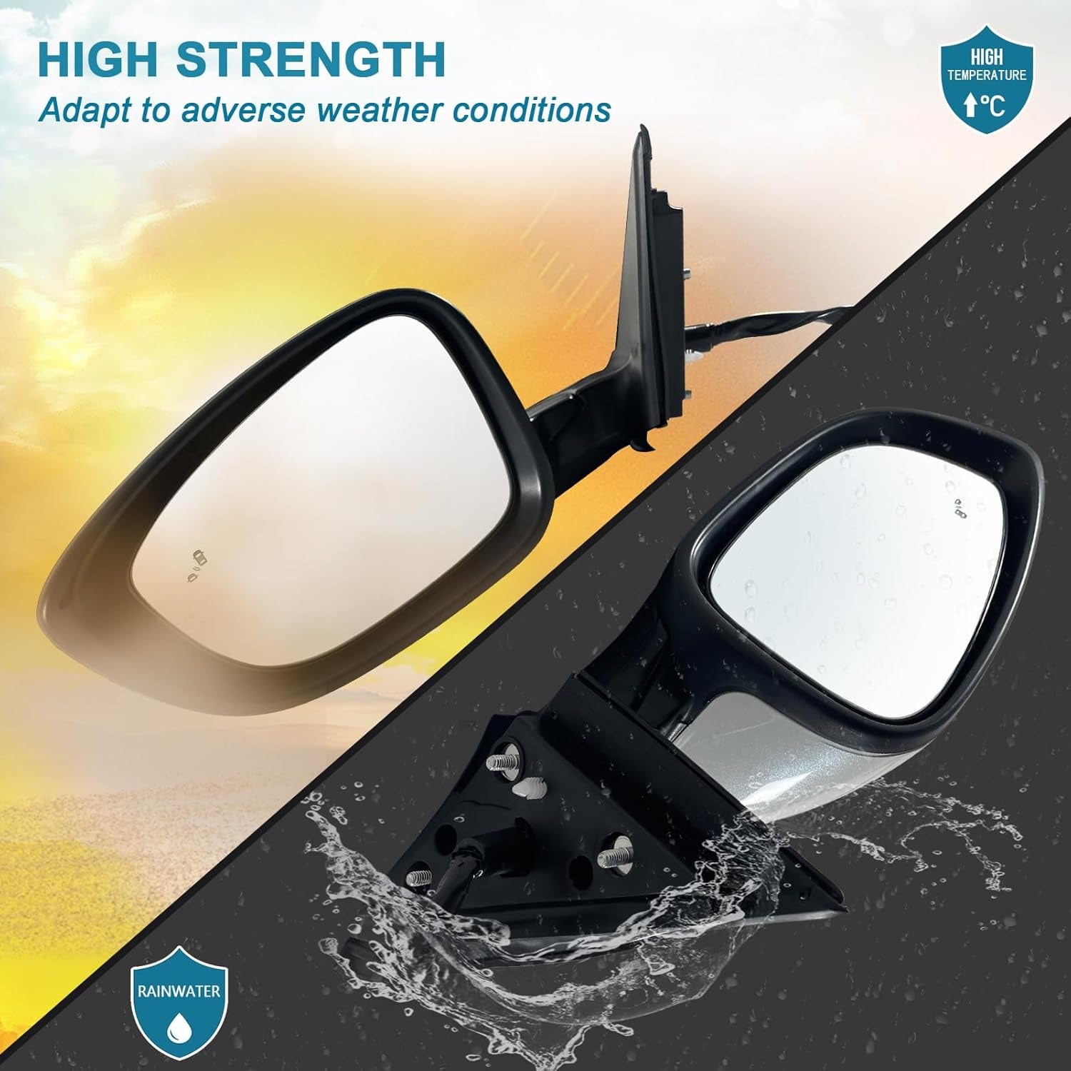 Left Driver Side Mirror Fits 2018-2022 Honda Accord LX, Sport with Power Glass, Heated, Blind Spot Detection and Manual Folding Match to Platinum White Pearl Replace HO1320329 (7Pins)