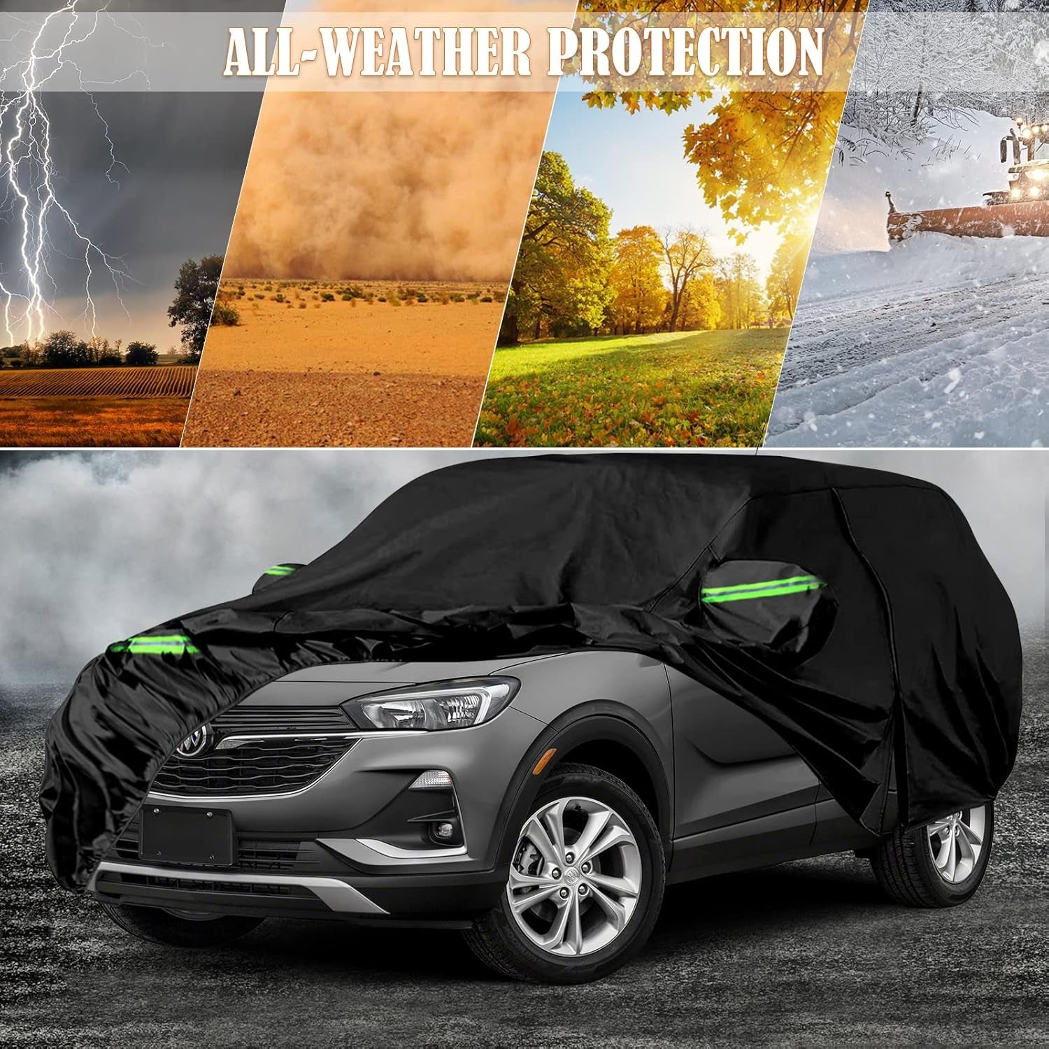 Waterproof Car Cover Replace for 2013-2025 Buick Encore, 6 Layers All Weather Car Covers with Zipper Door & Windproof Bands for Snow Rain Dust Protection