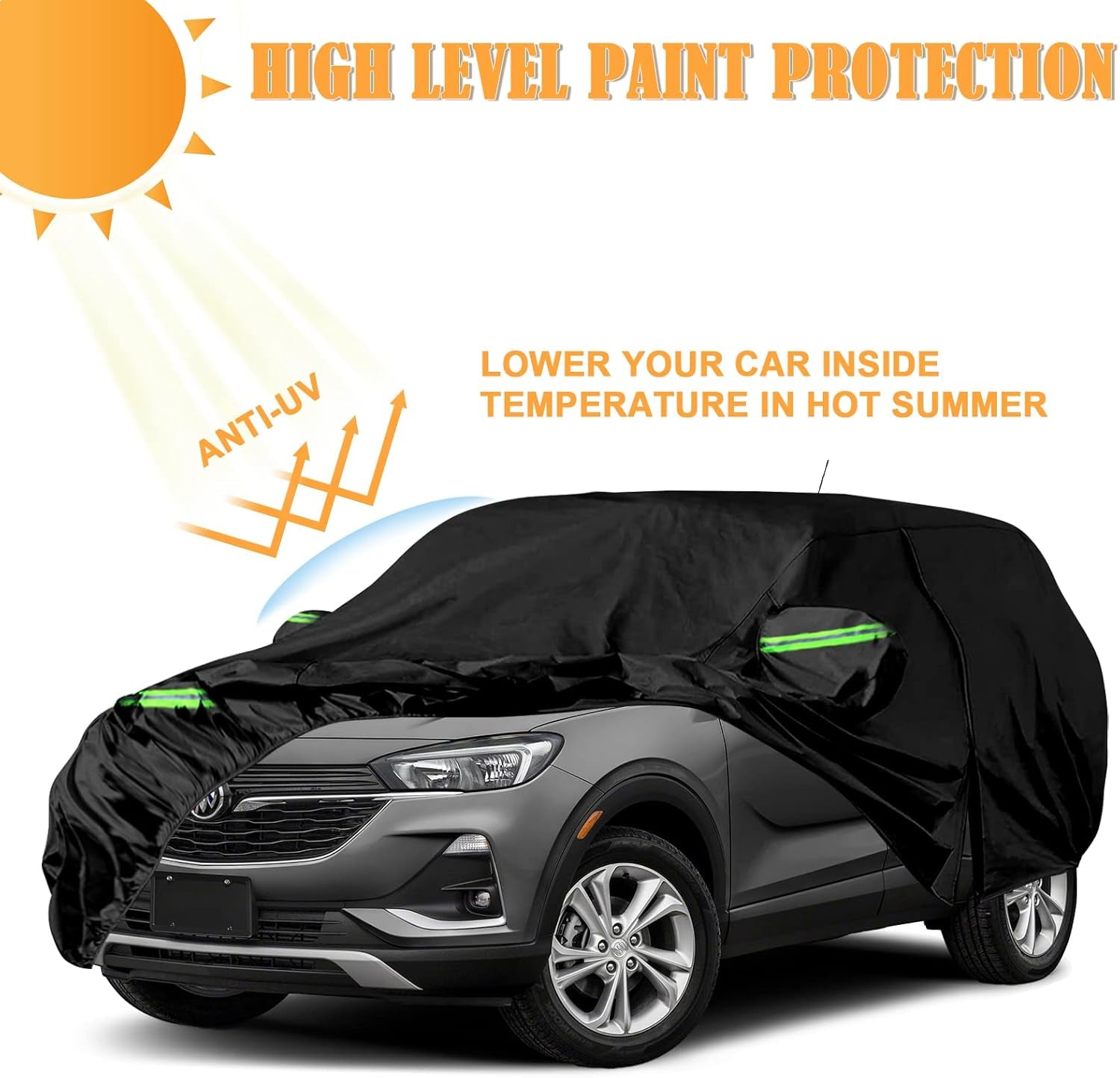 Waterproof Car Cover Replace for 2013-2025 Buick Encore, 6 Layers All Weather Car Covers with Zipper Door & Windproof Bands for Snow Rain Dust Protection
