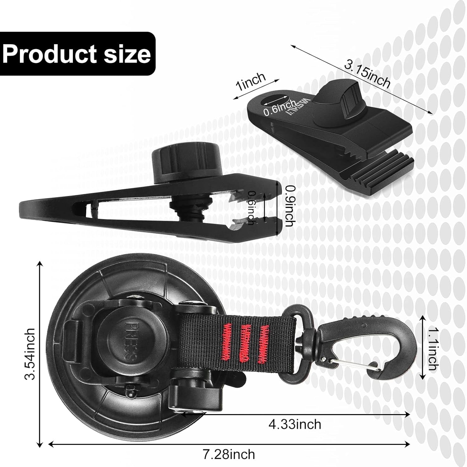 Heavy Duty Suction Cup 8Pcs Strong Suction Cups with Hooks and 8Pcs Tarp Clips Deavy Duty Lock Grip for Car Awning Boat Camping Trap Tie Down