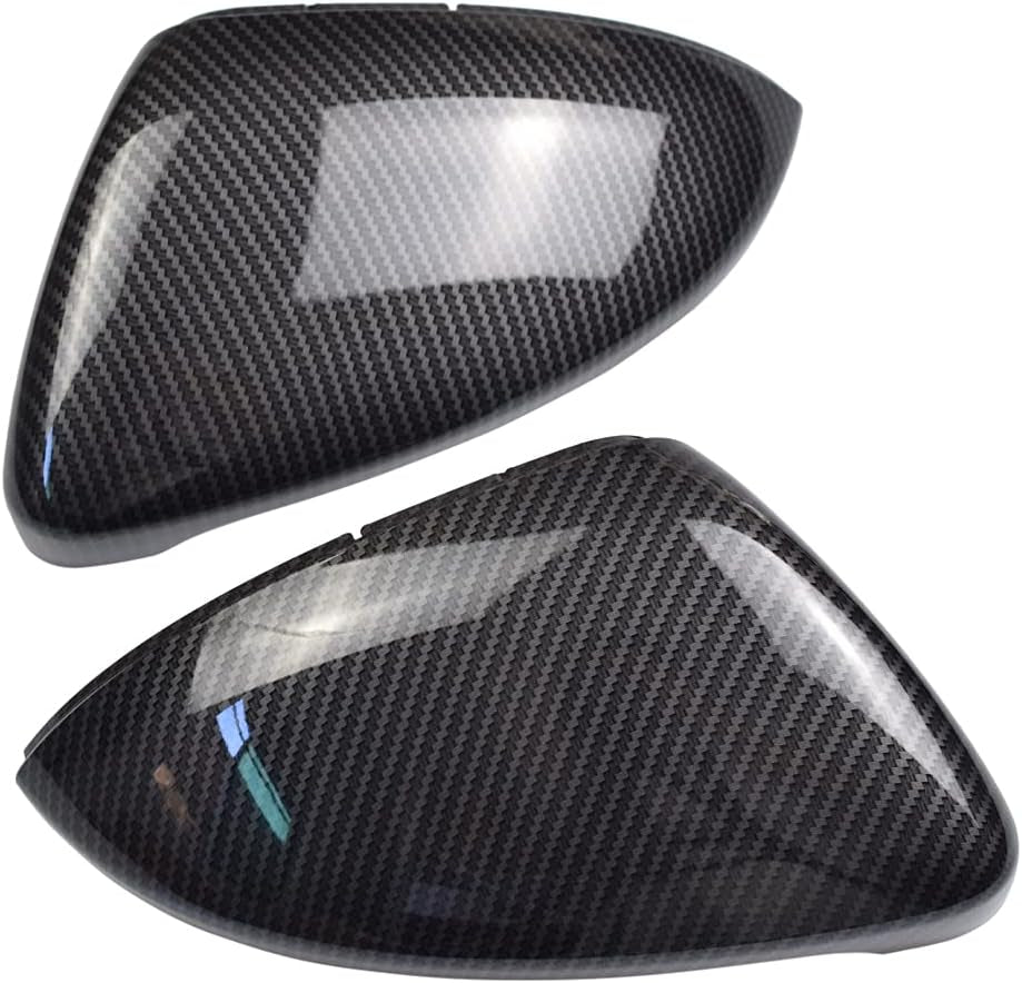 1 Pair Black Rearview Mirror Cover Left Right Side Mirror Covers Caps for VW Golf MK7 7.5 GTI 7 Golf 7 R (Carbon Fiber)
