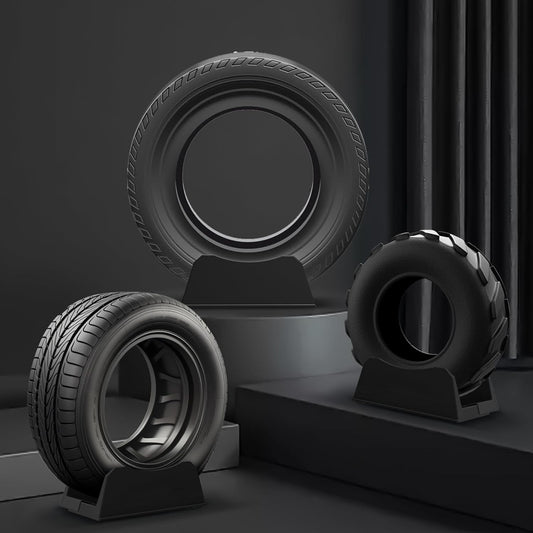 4Pcs Car Tire Display Rack, Adjustable Width Tire Wheel Stand Base Car Wheel Holder Plastic Tire Tray Base Tire Rack for Exhibition, Shop, Garage, Advertising, Trade, Show, Tire Not Include