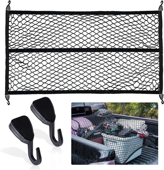 4'X4' High Elastic Truck Bed Cargo Net Stretch to 7' X 7' Bungee Cargo Net, Simple Truck Bed Cargo Mesh Organizer, Suitable for Daily Light Loads of Trucks -Single Layer