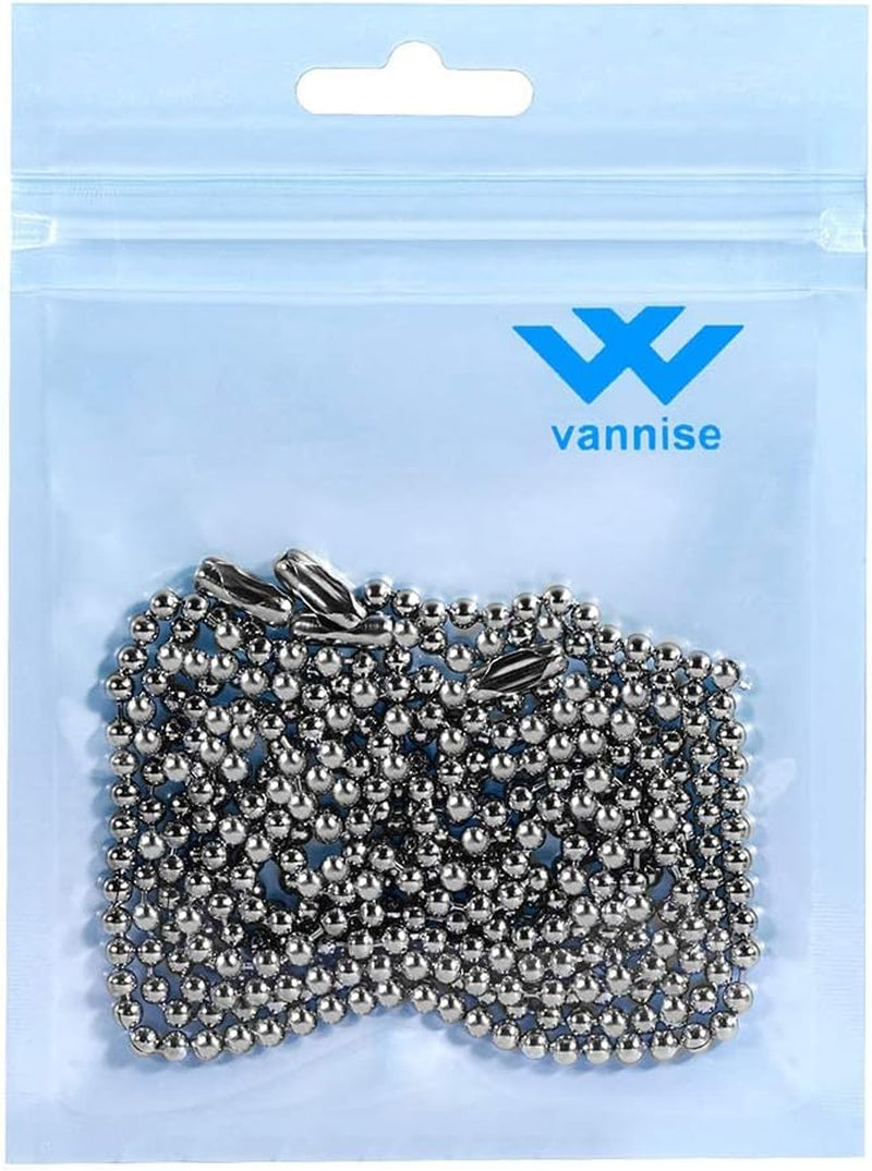 Pull Chain, 2 Pieces 36 Inch Stainless Steel Bead Chain, Great Pulling Force & Rustproof, 6 Size, 3.2Mm Ball Chain with 4 Free Matching Connectors - Silver (36 Inch)