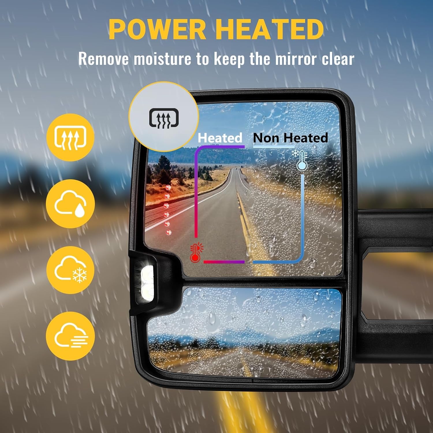 Power Folding Towing Mirrors Black for 2014-2018 Chevy Silverado GMC Sierra 1500 2500HD 3500HD 2019 Chevy GMC 1500 with Switchback Lights Running Signal Light Heated Set