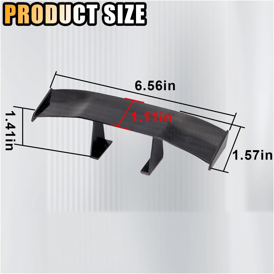 3PCS Universal Car Mini Spoiler Wing, 6.5 Inch Auto Rear Tail Wing, Mini Carbon Fiber Texture Cool Decoration, Rear Diffuser without Perforation, Car Exterior Accessories for Men Women (Black)
