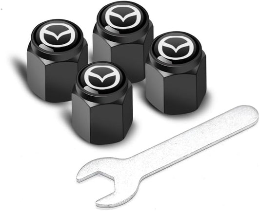Car Wheel Tire Valve Stem Caps for Mazda 6 2018-2023,Tire Valve Caps Stem Covers Dust Caps for Car Tyres Car Wheel Air Cover Tire Air Cap Car Accessories,Black-A