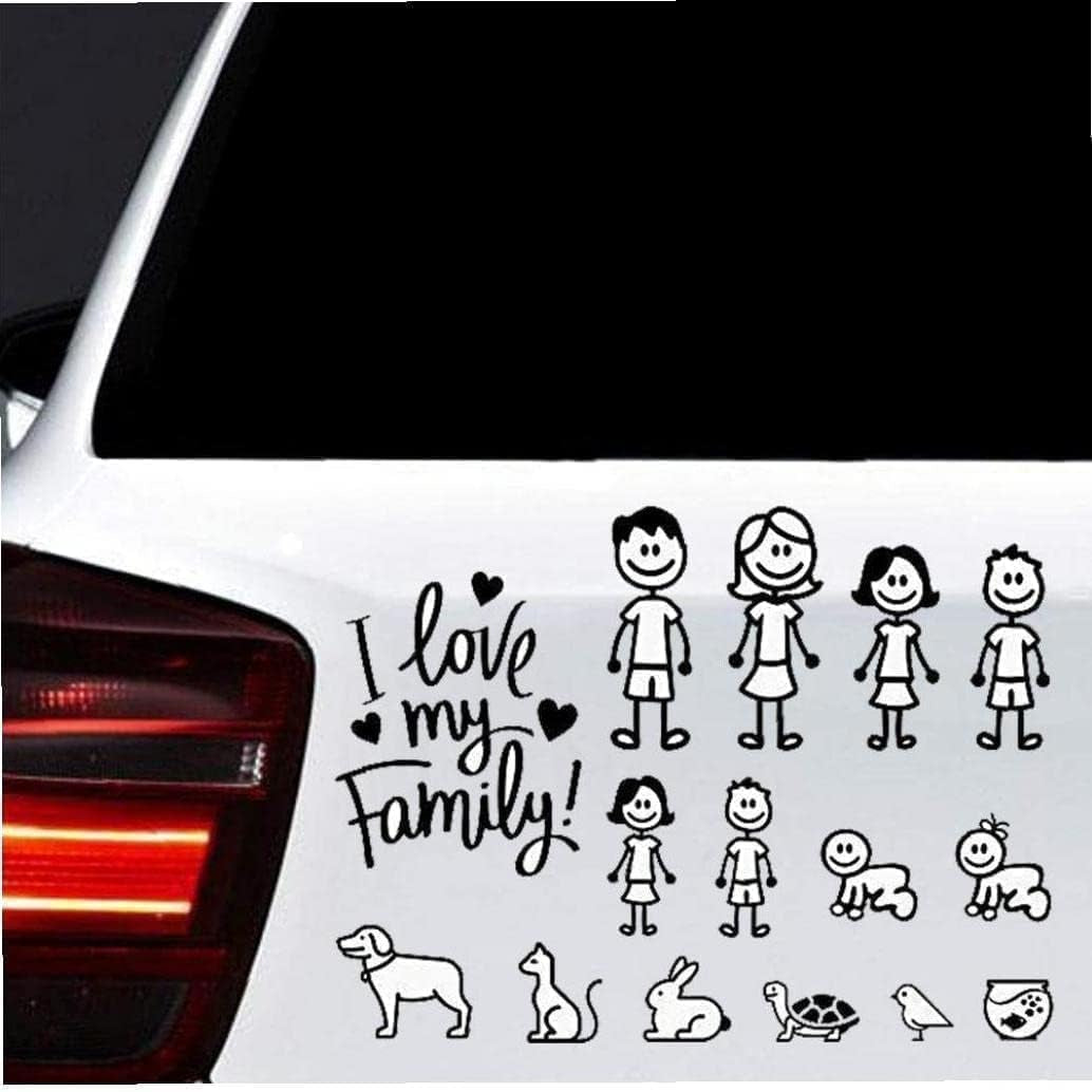 White Car Sticker I Love My Family Car Bling Stickers and Decals Pet Cat Dog Animal Decal for Car Window Phone Notebook Decorative Cars Walls Exterior Accessories