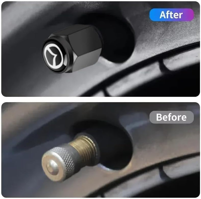 Car Wheel Tire Valve Stem Caps for Mazda 6 2018-2023,Tire Valve Caps Stem Covers Dust Caps for Car Tyres Car Wheel Air Cover Tire Air Cap Car Accessories,Black-A