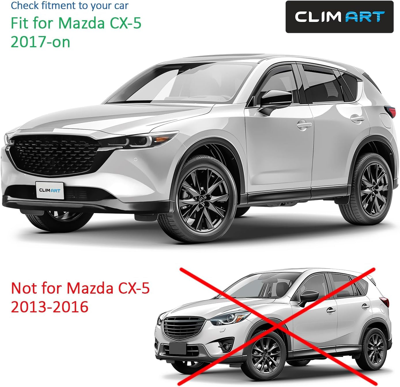 In-Channel Incredibly Durable Rain Guards for Mazda CX-5 2017-2025, Original Window Deflectors, Vent Deflector, Vent Window Visors, Dark Smoke Car Accessories, 4 Pcs. - 617269