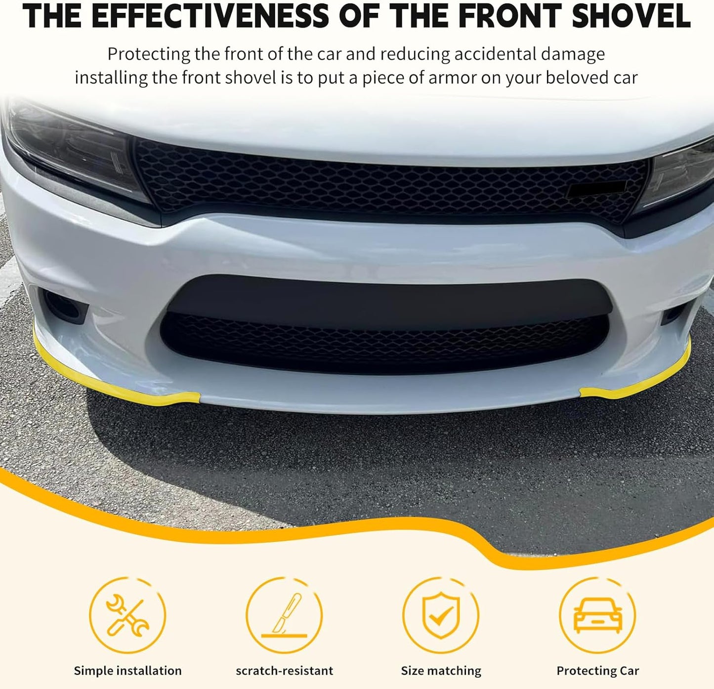 Dodge Charger Front Splitter Protector, Front Bumper Lip Split Protector Dedicated to the 2015-2023 Dodge Charger SRT 392/Scat Pack/Rt Scat Pack 2019-2023 GT/RT (Yellow)