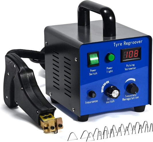 Tire Groover, Tire Groove Cutter, Tire Groover Tool with 20Pc Tire Groover Blades, Tire Regroover, Tyre Groover, Temp Adjustable Tire Grooving Tool, Rubber Engraving Machine 110V