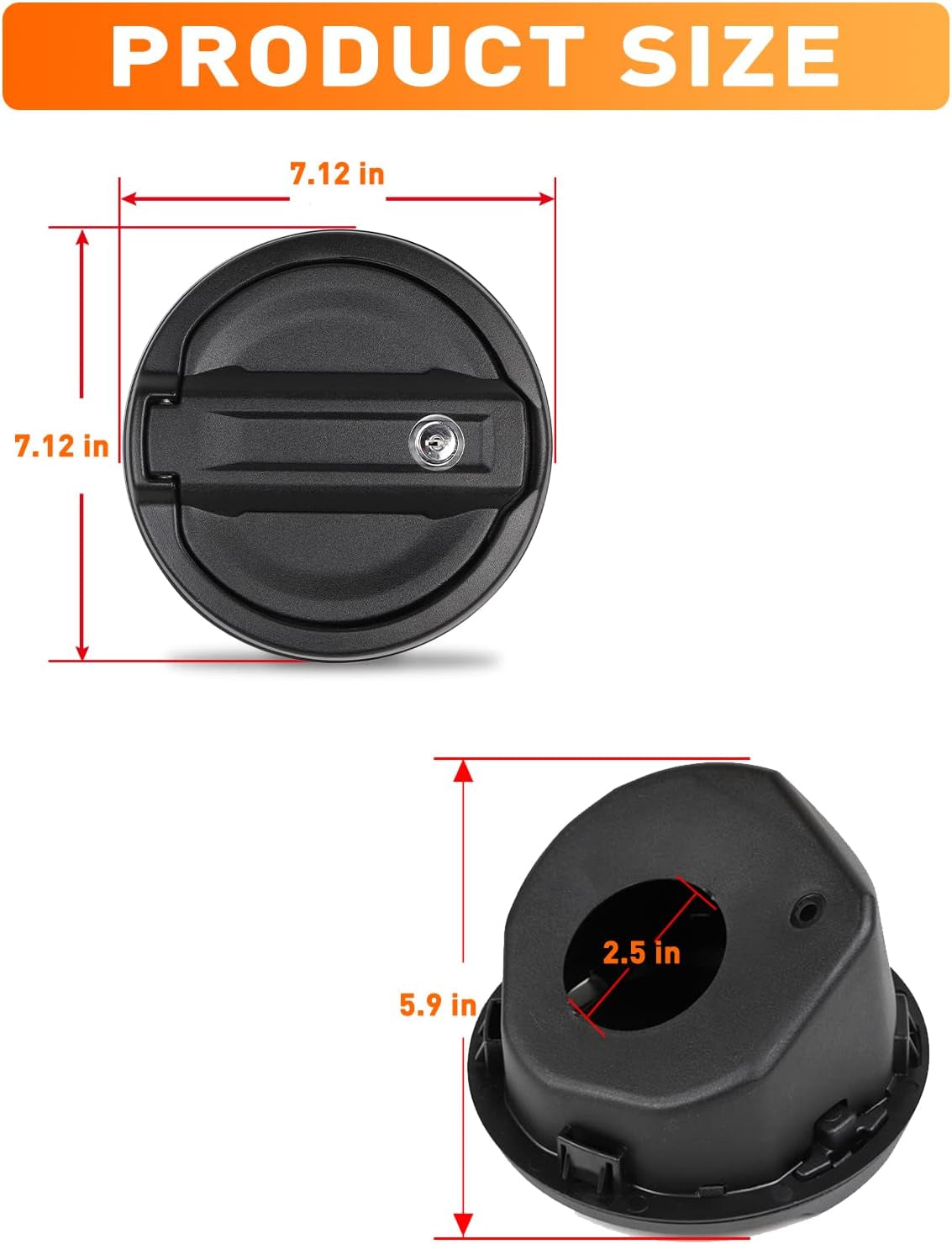 Locking Gas Cap Cover, Fuel Filler Tank Door with Lock Compatible with 2018-2025 Jeep Wrangler JL JLU 4Xe 2 and 4 Door, ABS + Aluminum Alloy Structure, Replacement Accessories, Black