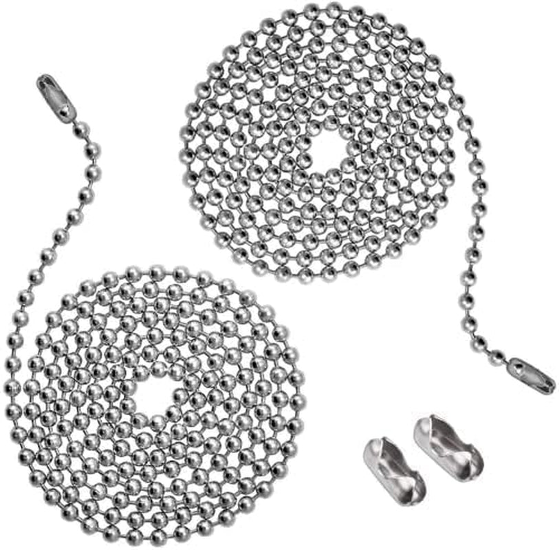 Pull Chain, 2 Pieces 36 Inch Stainless Steel Bead Chain, Great Pulling Force & Rustproof, 6 Size, 3.2Mm Ball Chain with 4 Free Matching Connectors - Silver (36 Inch)