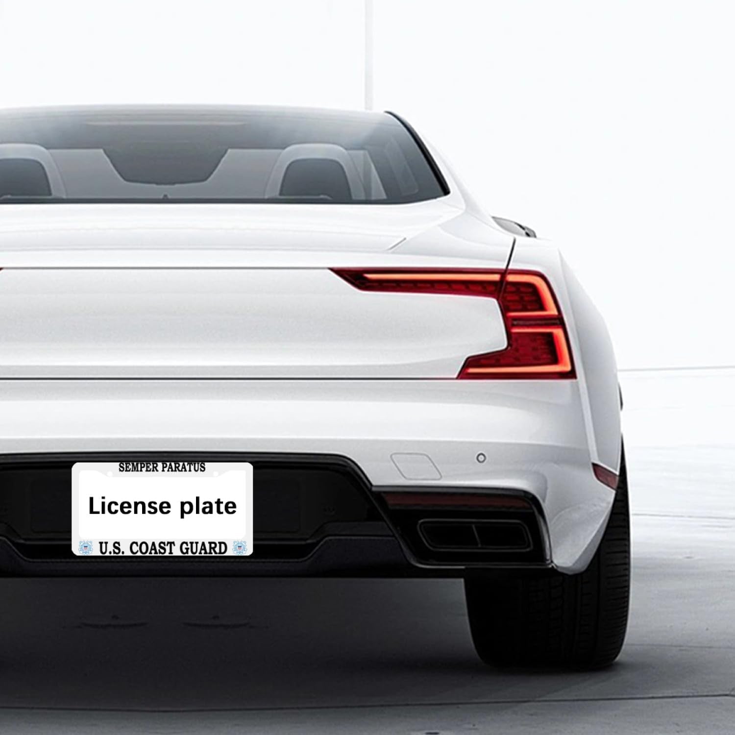 US Coast Guard Semper Paratus License Plate Frame Stainless Steel Car Accessories Personalized License Plate Cover Fits Standard U.S. Vehicles 12 X 6 Inches