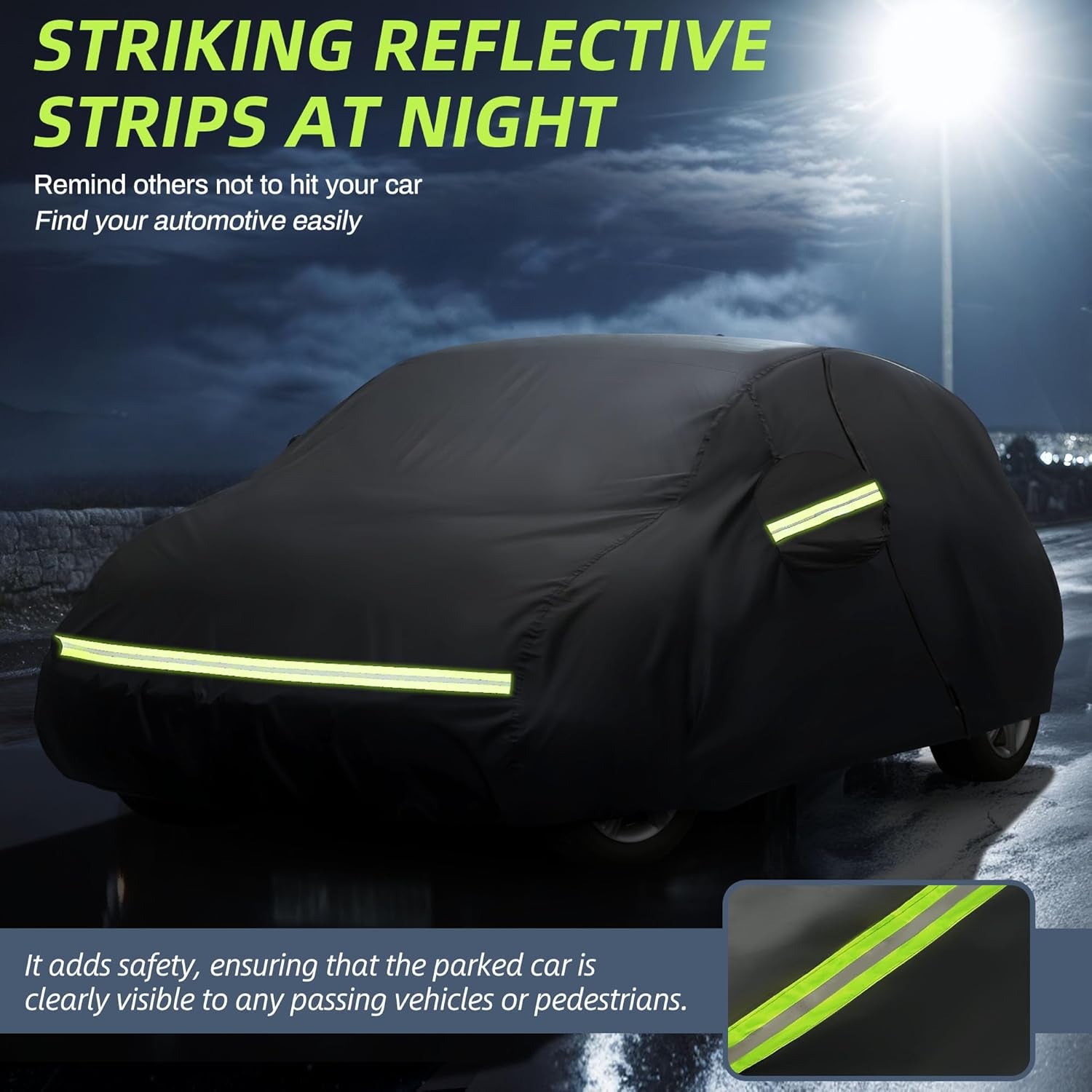 Car Covers for Beetle Bug Sedan 2-Door 1960-1980 Waterproof All Weather Full Car Cover 210D with Door Zipper & Windproof Bands for Snow Rain Dust Hail Protection Black