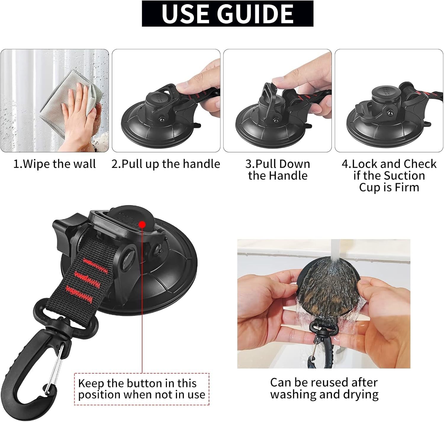 Heavy Duty Suction Cup 8Pcs Strong Suction Cups with Hooks and 8Pcs Tarp Clips Deavy Duty Lock Grip for Car Awning Boat Camping Trap Tie Down