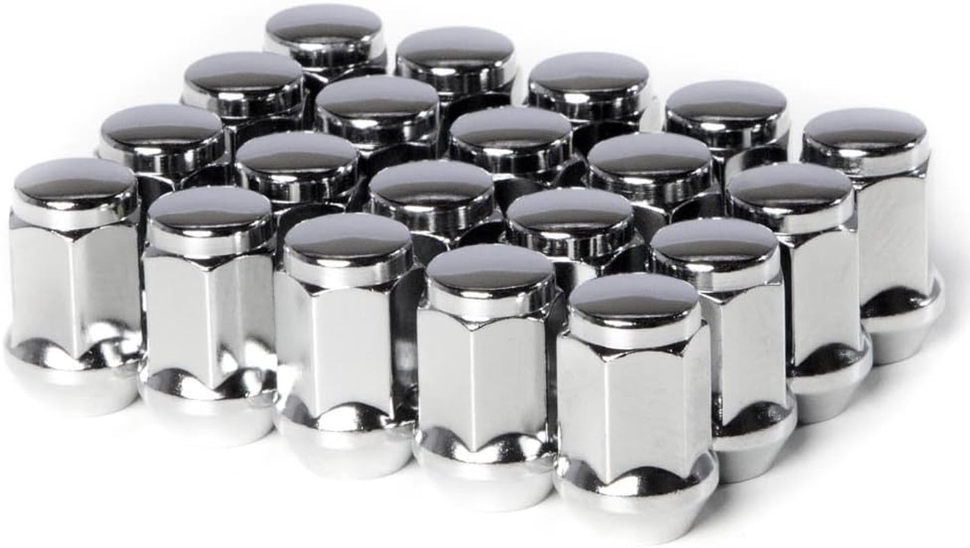 12X1.5 Chrome Closed End Bulge Acorn Lug Nuts Cone Seat Forged Steel (20 Pieces)