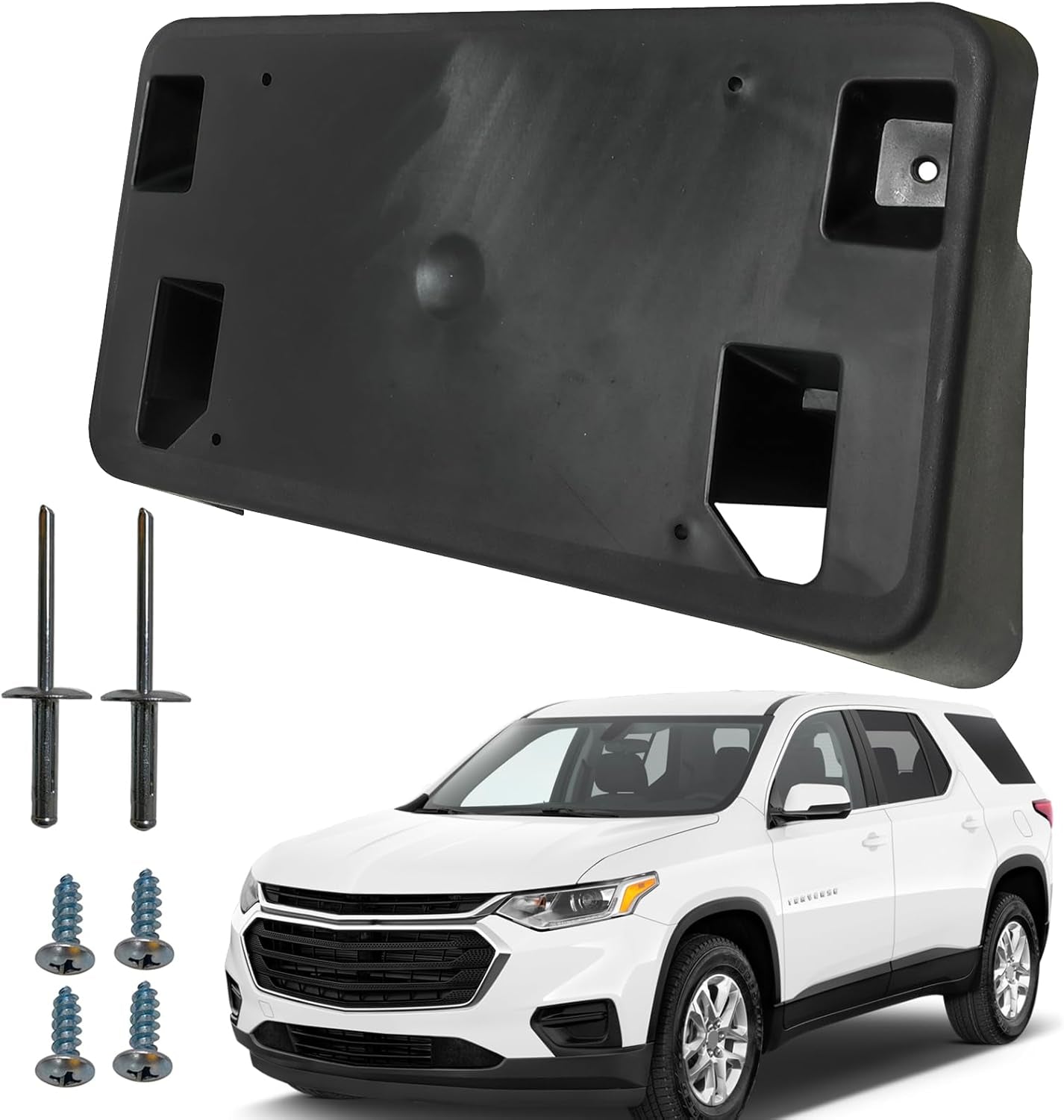 Front Bumper License Tag Plate Frame Bracket Holder Compatible with 2018 2019 2020 2021 Chevrolet Traverse Replace GM1068196 84282822