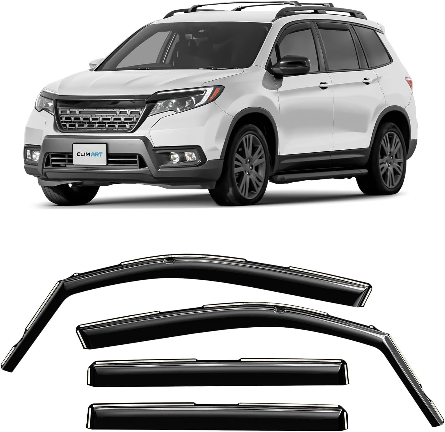 In-Channel Incredibly Durable Rain Guards for Honda Passport 2019-2025, Original Window Deflectors, Vent Window Visors, Vent Deflector, 4 Pcs. - 616275