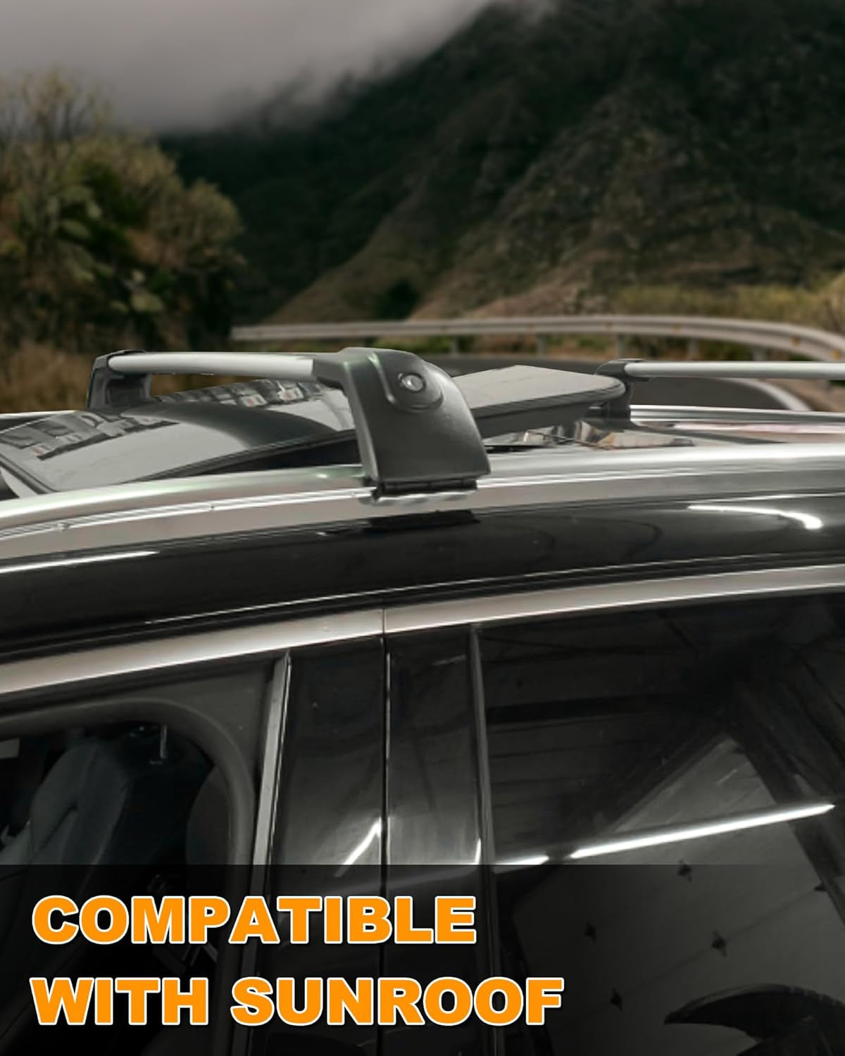 Black Crossbars Fit for 2013-2018 Hyundai Santa Fe Sport Cross Bars Roof Luggagr Rack (ONLY for Model with Side Rails)